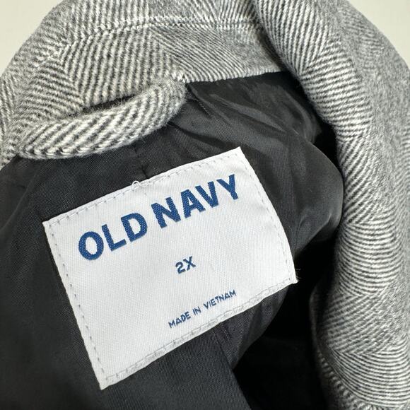 Old Navy Twill Double Breasted Coat Womens 2X Gray Long Slouchy Old Money Jacket - Picture 7 of 15
